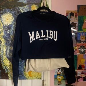 Cropped Navy Blue Long Sleeve